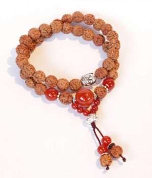 Bracelets Tibetan Silver Red Agate & Natural Rudraksha Beads Multilayer