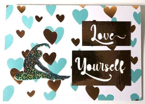 Handmade card for yogis. Yoga Card. Yoga Art. Love yourself.