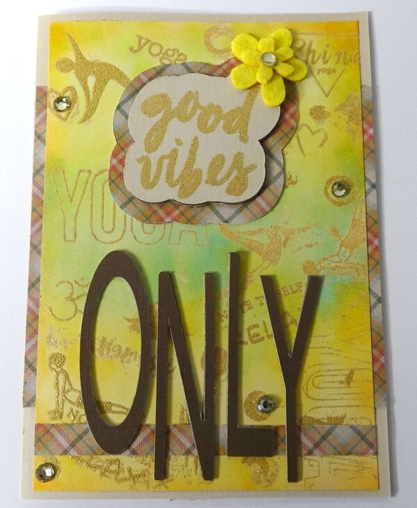 Handmade card for yogis. Greeting yoga cards. Yoga card. Yoga cards. Good Vibes Only. 